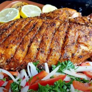 SAUTEED BIG SNAPPER FISH WITH FRIED PLANTAIN (Big)