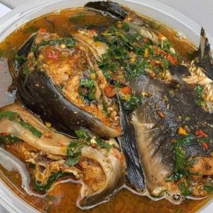 CATFISH PEPPER SOUP (CHOICE – EKO/WHITE RICE)